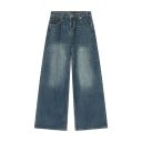 Pantalons en denim pour hommes délavés à coupe droite Pantalons larges à la mode style vintage Jeans confortables pour un usage 2
