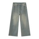 Pantalons en denim pour hommes délavés à coupe droite Pantalons larges à la mode style vintage Jeans confortables pour un usage 8