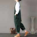 Pantalons en velours côtelé pour femmes avec bretelles 2