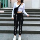 Pantalons jogger noirs pour femmes avec inscription 2