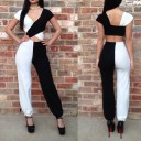 Pantalons jogger pour femmes noir et blanc 3