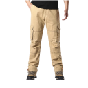 Pantalons larges en coton pour hommes Pantalons tactiques d'extérieur avec taille élastique Grandes poches Pantalons de travail Vêtements confortables pour hommes 4