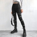 Pantalons noirs pour femmes avec ceintures 1