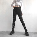 Pantalons noirs pour femmes avec ceintures 2