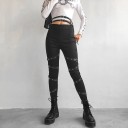Pantalons noirs pour femmes avec ceintures 4
