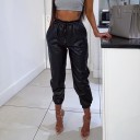 Pantalons pour femmes avec élastique à la taille en simili cuir 3
