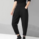 Pantalons pour femmes avec taille élastique noirs 2