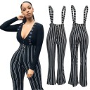 Pantalons rayés pour femmes avec bretelles 1