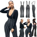 Pantalons rayés pour femmes avec bretelles 2