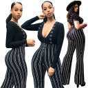 Pantalons rayés pour femmes avec bretelles 3