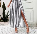 Pantalons rayés pour femmes avec fente 1