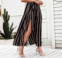 Pantalons rayés pour femmes avec fente 2