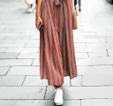 Pantalons rayés pour femmes avec fente 3