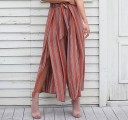 Pantalons rayés pour femmes avec fente 5
