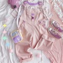Pantalons roses pour femmes avec bretelles 3