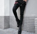 Pantalons slim pour femmes avec zip noir 2