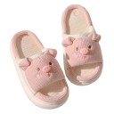 Pantoufles antidérapantes pour femmes avec oreilles 3D et museau Semelle épaisse et douce Pantoufles mignonnes en forme de cochon rose Chaussures d'intérieur 2