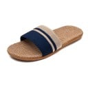 Pantoufles d'été pour hommes avec surface tissée Pantoufles légères et respirantes avec semelle plate Pantoufles stylées pour la maison 1