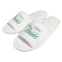 Pantufas de casamento femininas com bordado Equipa da noiva Calçado doméstico leve e confortável para a despedida de solteira 8