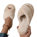 Pantufas macias e felpudas para mulheres Pantufas quentes para casa com pele sintética Pantufas de inverno Sola antiderrapante Confortáveis 7