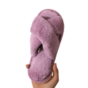 Pantufas macias e felpudas para mulheres Pantufas quentes para casa com pele sintética Pantufas de inverno Sola antiderrapante Confortáveis 6