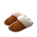 Pantuflas de piel planas con aislamiento térmico para mujer, cálidas y con plantilla suave, cómodas y antideslizantes 3