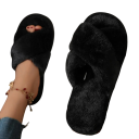 Pantuflas suaves y peludas para mujer, cálidas, de piel sintética, para el hogar, de invierno, antideslizantes y cómodas. 1