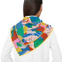 Pañuelo cuadrado femenino alegre Accesorio de moda multifuncional Estilo francés para cabeza, cuello, cabello, cuerpo Tendencia para las cuatro estaciones 2