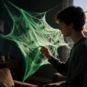 Pânză de Halloween Strălucitoare în Întuneric 60 g Încărcare cu Lumină Solară Albă cu Strălucire Verde Decorațiune pentru Halloween în Interior 5