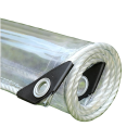 Pânză PVC transparentă rezistentă la apă cu ochiuri metalice 2 × 3 m pentru pergolă, terasă, balcon, acoperire exterioară și protecție 1