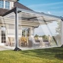 Pânză PVC transparentă rezistentă la apă cu ochiuri metalice 2 × 4 m pentru pergole, terase, balcoane, acoperire exterioară și protecție 3