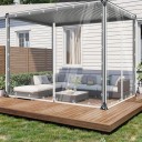 Pânză transparentă impermeabilă cu ochiuri 2 × 2,5 m, protecție pentru acoperirea terasei, pergolei, balconului și a spațiilor exterioare 3