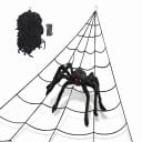 Pânză uriașă de Halloween 5 m Decorare exterioară în formă de triunghi Cu cârlig și 5 țăruși de pământ Decorațiuni pentru casă și grădină 6