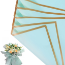 Papel de regalo de flores impermeable 58 x 58 cm 10 hojas Borde dorado Elegante papel de floristería Envoltura de flores decorativa 7