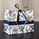 Papier Geschenktasche 25×20×12 cm mit Blumen- und Schmetterlingsdruck, mit Kordelgriffen und Schleife zum Verpacken von Geschenken 2