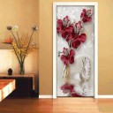 Papier peint autocollant pour porte avec fleur 2