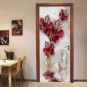 Papier peint autocollant pour porte avec fleur 3