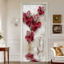 Papier peint autocollant pour porte avec fleur 4