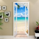 Papier peint autocollant pour portes avec motif de plage 3