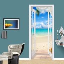 Papier peint autocollant pour portes avec motif de plage 5