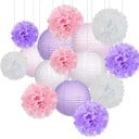 Papierowy lampion kwiatowy zawieszana dekoracja 40 cm z jedwabnego papieru pom pom kule na uroczystości urodzinowe wesela i dekoracja 1
