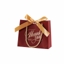 Papírová dárková taška s nápisem děkuji ti a barevnou mašlí 10,5x8,3x7,2 cm provázkové ucho balení dárků 1