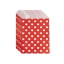 Papírové dárkové sáčky sada 25 ks 13x18 cm papír červené se srdíčky pro balení drobných dárků a sladkostí 1