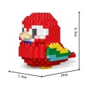 Pappagallo rosso dettagliato 7.6 x 10 x 6.5 cm Micro mini mattoncini modello 3D per appassionati di uccelli Mattoncini creativi da assemblare 5
