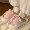 Papuci anti-alunecare pentru femei cu urechi și nas 3D Talpă groasă și moale Papuci drăguți în formă de porc roz Pantofi de interior 2