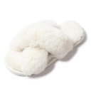 Papuci de femei cu blană moale cu design încrucișat Papuci de casă confortabili de iarnă Pantofi caldi cu suprafață moale Flip-flops eleganti 1