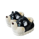 Papuci de pluș în formă de câine husky, cu căptușeală, papuci de casă, iarnă caldă, papuci drăguți pentru câini, cu talpă anti-alunecare, pantofi moi 1