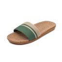 Papuci de suprafață țesuți de vară pentru bărbați Papuci cu talpă plată, ușoare, respirabile, Papuci de casă eleganti Design minimalist 3