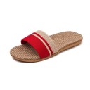 Papuci de suprafață țesuți de vară pentru femei Papuci ușori, respirabili, cu talpă plată Papuci de casă eleganti Design minimalist 3