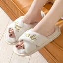 Papuci pufoși pentru femei Bride 28 cm Papuci de casă albi pentru nevastă Petrecerea de rămas bun la viața de burlăciță 3